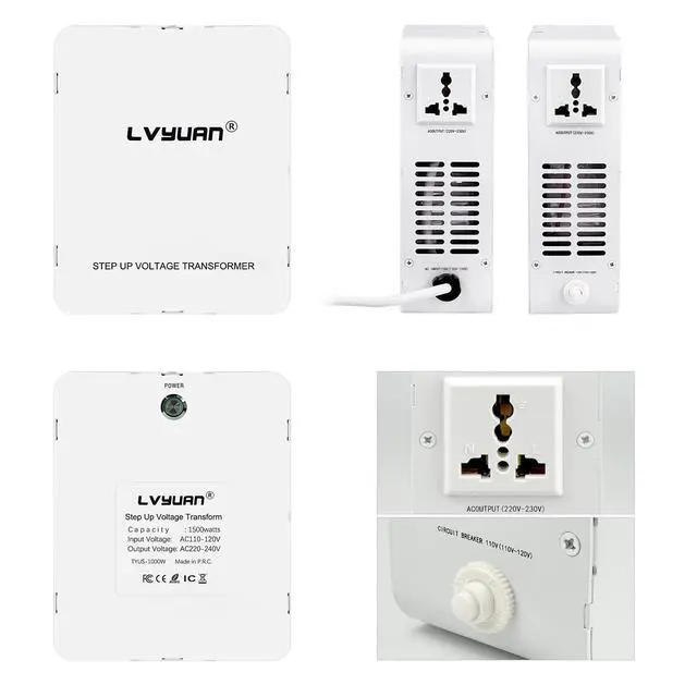 Alt view image 4 of 6 - 800W Step Up Transformer 110/120V to 220/240V | resettable circuit breaker, compatible EU & Asian appliances for US & Canada use, pure copper toroidal coil