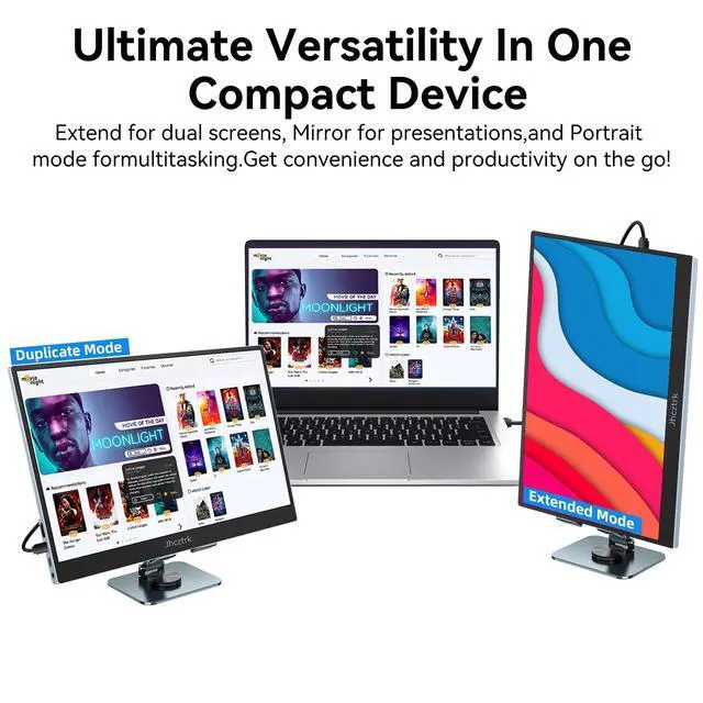 Alt view image 3 of 6 - 15.6 Inch Portable Monitor, FHD 1080P IPS 100% sRGB Full Function USB-C Ultra Slim Metal Bezel External Travel Screen with Stand & Carry Bag for Laptop Mac PC Phone PS4 PS5 Xbox Switch