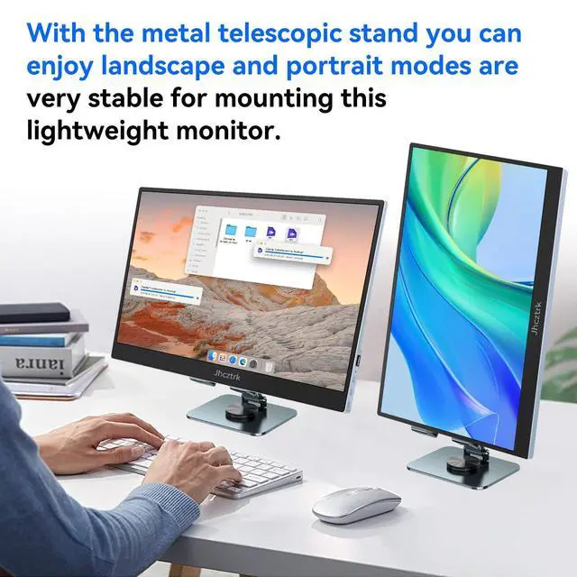 Alt view image 4 of 6 - 15.6 Inch Portable Monitor, FHD 1080P IPS 100% sRGB Full Function USB-C Ultra Slim Metal Bezel External Travel Screen with Stand & Carry Bag for Laptop Mac PC Phone PS4 PS5 Xbox Switch