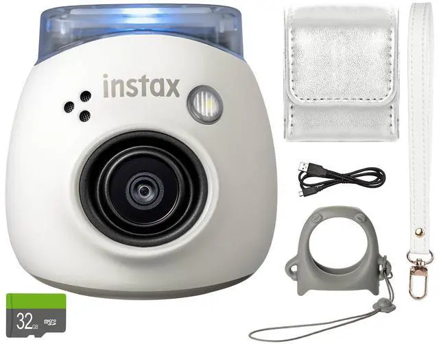 Main image of INSTAX PAL Fuji Digital Camera Milky White + Custom Case & 32gb Memory Card Accessory Bundle