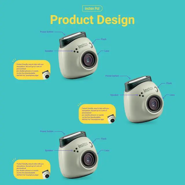 Alt view image 3 of 6 - INSTAX PAL Fuji Digital Camera Milky White + Custom Case & 32gb Memory Card Accessory Bundle