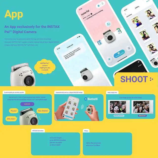 Alt view image 5 of 6 - INSTAX PAL Fuji Digital Camera Milky White + Custom Case & 32gb Memory Card Accessory Bundle