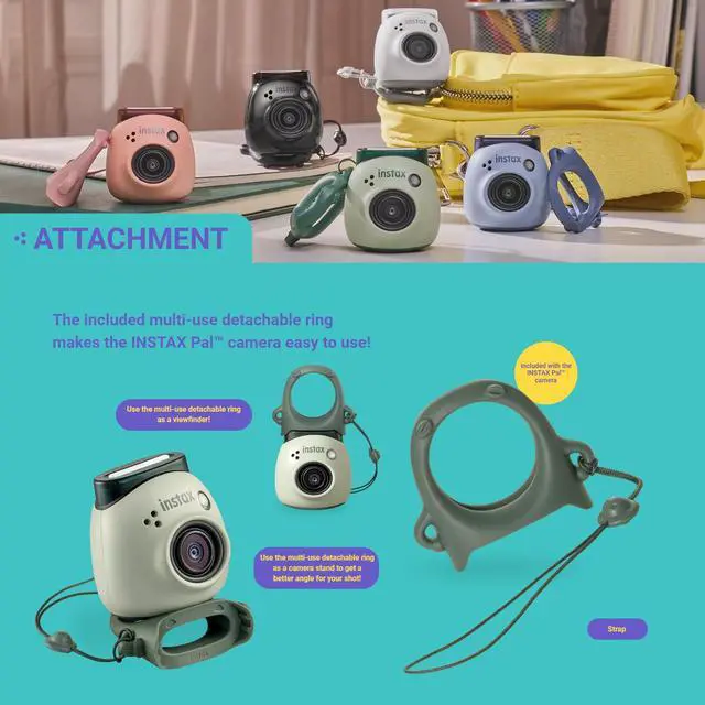 Alt view image 6 of 6 - INSTAX PAL Fuji Digital Camera Milky White + Custom Case & 32gb Memory Card Accessory Bundle