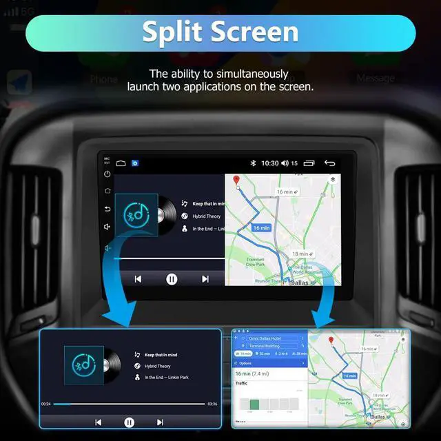 Alt view image 6 of 6 - Car Stereo for Chevy Silverado GMC Sierra 2014-2018,10 inch Touch Screen Android 13 2GB+32GB Car Radio with CarPlay/Android Auto/BT/GPS/FM Support Steering Wheel Controls