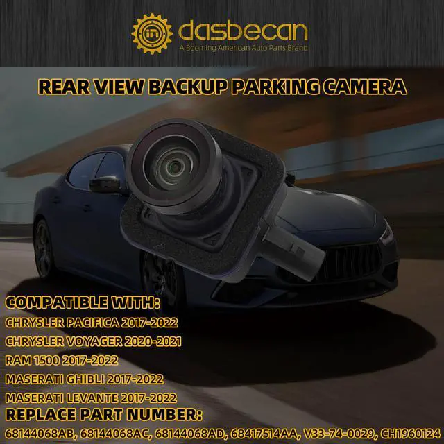 Alt view image 2 of 6 - 68144068AC Upgraded Front & Rear Backup Camera with Side Surround View Compatible with Chrysler Pacifica Voyager Ram 1500 Maserati Ghibli Levante 2017-2022 Replaces# 68144068AB 68144068AD