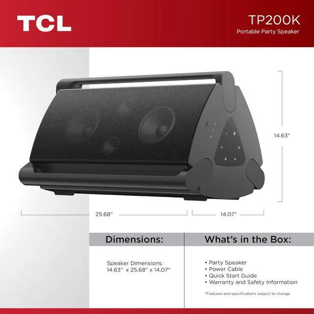 Alt view image 2 of 6 - TP200K Portable Bluetooth Party Speaker with 5 RGB Dynamic Light Shows, 12 Hr Battery, and IPX4 Splash-Proof Rating