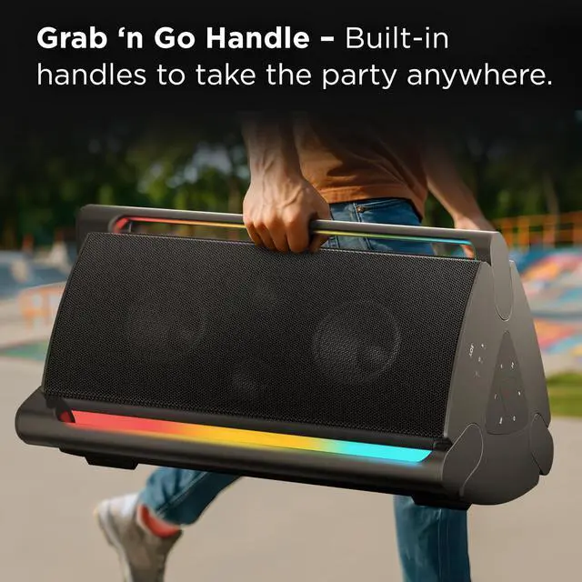 Alt view image 3 of 6 - TP200K Portable Bluetooth Party Speaker with 5 RGB Dynamic Light Shows, 12 Hr Battery, and IPX4 Splash-Proof Rating