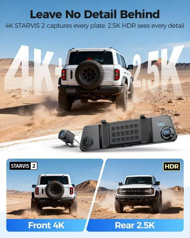 Alt view image 2 of 6 - PG17 Pro STARVIS 2 Mirror Dash Cam Front and Rear with IMX678, ADAS 12" Rear View Mirror Camera, 4K+ 2.5K Dual HDR Dash Camera for Cars, 5.8GHz WiFi Car Camera with 128GB Card Voice Control GPS
