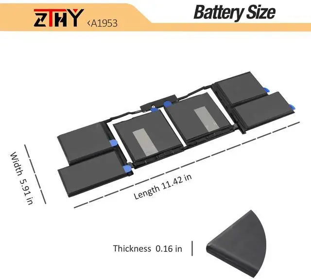 Alt view image 6 of 6 - A1990 A1953 Laptop Battery for MacBook Pro 15" Touch Bar A1990 EMC 3215 3359 BTO CTO Mid 2018 2019 MV902LL/A MV912LL/A MV922LL/A MV932LL/A MV942LL/A MV952LL/A MV962LL/A MV972LL/A MV902B/A MV912B/A