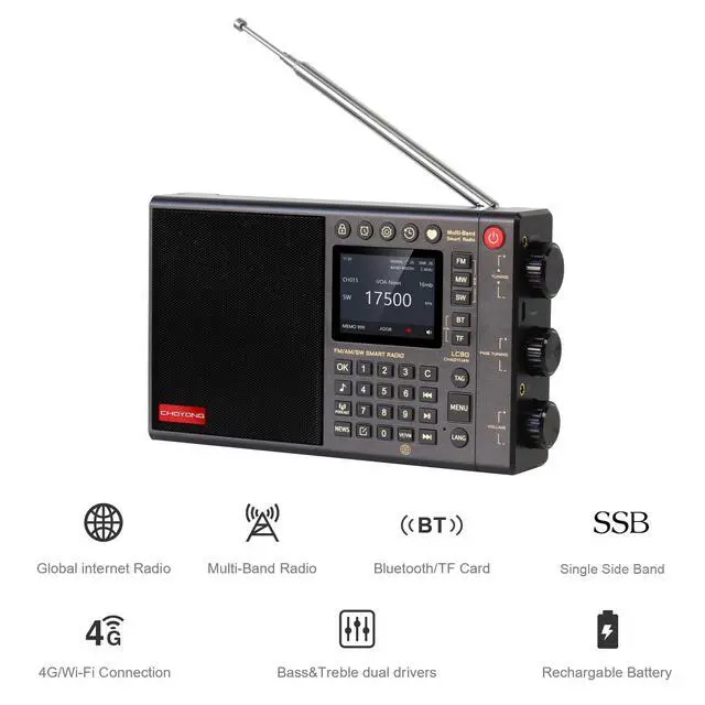 Alt view image 2 of 6 - LC90 Smart Internet Radio | AM/FM, Longwave & Shortwave Multi-Band, SSB Single Side Band Reception, WiFi/4G, Bluetooth, TF Card, All World Radios