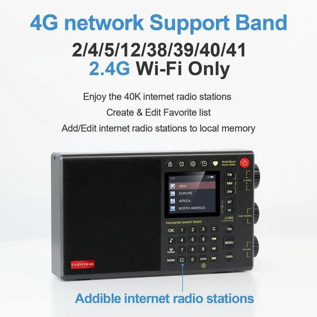 Alt view image 3 of 6 - LC90 Smart Internet Radio | AM/FM, Longwave & Shortwave Multi-Band, SSB Single Side Band Reception, WiFi/4G, Bluetooth, TF Card, All World Radios