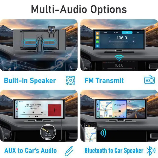 Alt view image 5 of 6 - 10.26 Inch Carplay Screen for Car, Compatible with Apple CarPlay & Android Auto, 4K Dash Cam & HD Backup Camera, Bluetooth, Navigation, Mirror Link, Voice Control, Carplay Tablet for Cars/Trucks