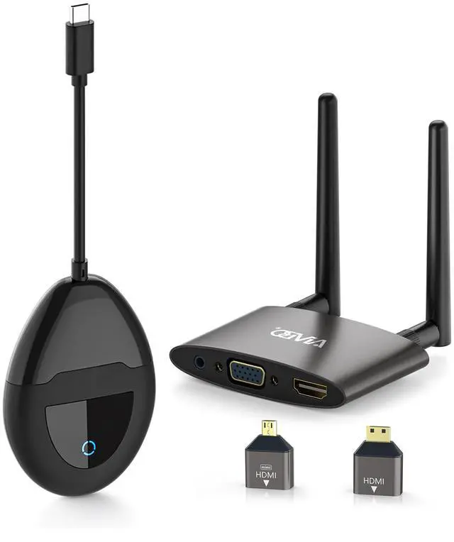 Main image of Wireless USB C HDMI Transmitter and Receiver 4K, Dual Transmit Ports, HDMI & VGA Dual Screens, 2.4/5G Streaming Smooth Video/Audio Extender 165FT/50M for Mac, Cable Box,Phone, Laptop,Blu-ray