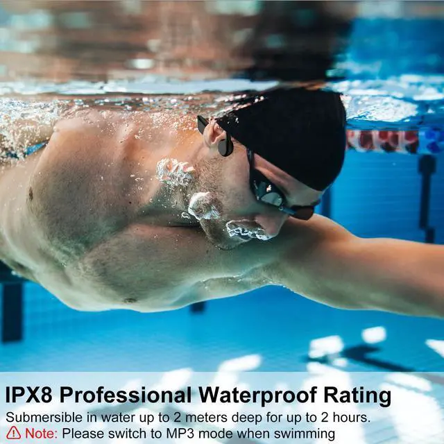 Alt view image 2 of 6 - Swimming Bone Conduction Headphones, IPX8 Open Ear Headphones Bluetooth 5.4 Waterproof Earbuds with 32GB MP3 7H Playtimes, Underwater Headphones for MarathonSwimmingRunningCycling