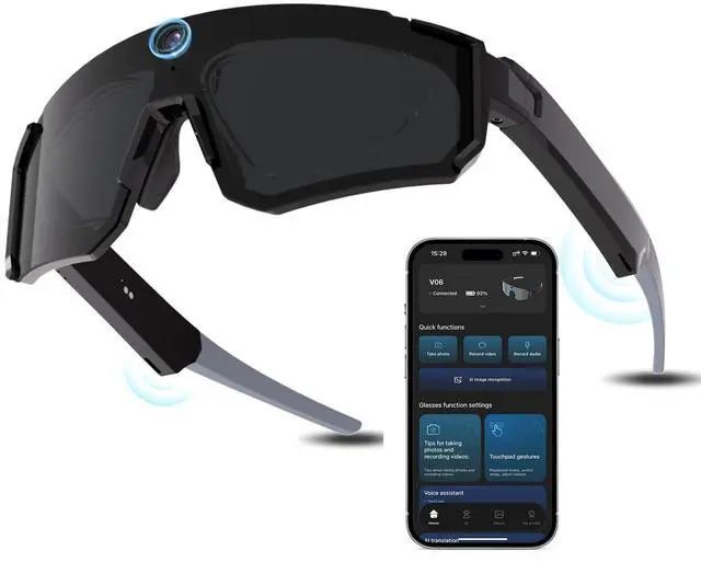 Main image of AI Smart Glasses with Camera 8MP,1200P HD Video Recording Camera Glasses for Men,Women, Polarized Sports Running Sunglasses with Bluetooth Call,Dual Mic Noise Canceling,ChatGPT for Cycling Hiking