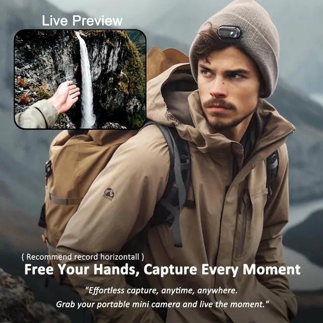 Alt view image 3 of 6 - Mini Body Camera Action Cam with Auido & Video Recording -128G IPX7 Waterproof Thumb Size Hands Free Body Worn Cameras - Wearable Portable Camcorder for Work Travel Pet Walk Vlog(Black)