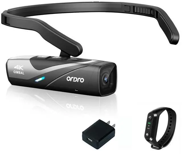 Main image of EP8 Head Mounted Camera, 4K 60FPS Video Camera | 2-Axis Gimbal Stabilizer | Wearable Camcorder for Vlogging | WiFi & Remote Control | Includes 64GB Card