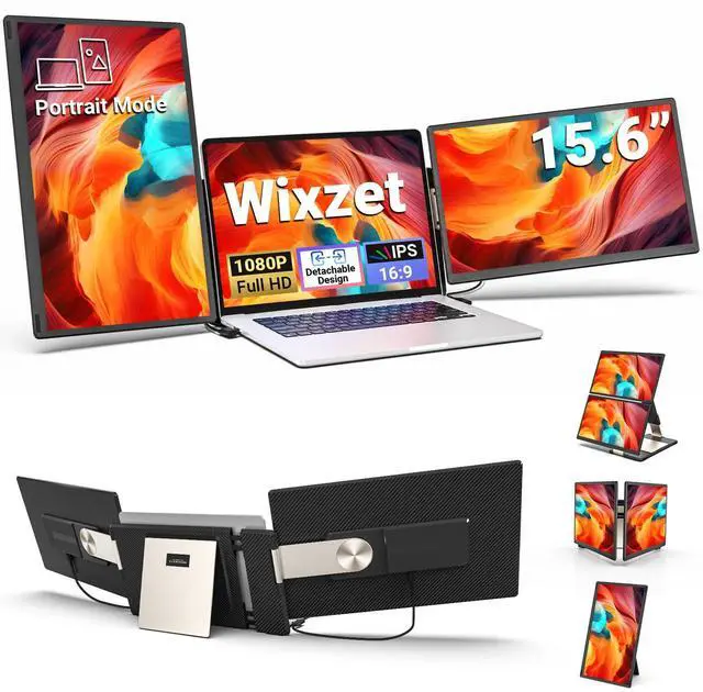 Main image of 15.6" Laptop Screen Extender, Detachable Portable Monitor for Work & Travel | 11+ Flexible Setups, Driver-Free Plug & Play, 235° Fold & 90° Rotate, Ultra-Thin Dual/Triple Monitor for 13"-17.3" Laptops