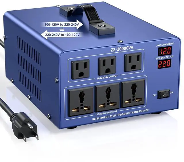Main image of 5000W Voltage Converter Transformer Step Up/Down 110V/120V to 220V/240V, Auto Voltage Recognition, Heavy Duty Power Converter with 6 Outlets, LCD Display & Circuit Breaker for Home, International Use