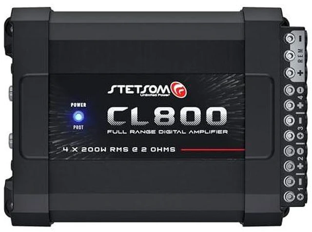 Alt view image 2 of 2 - CL 800.4 2 Ohm Car Audio Amplifier 800 Watts RMS, 4 Channel Class D Full Range Amp, Compact Multichannel Stereo Amplifier with RCA & High Level Input, HPF/LPF Crossover, Brazilian Technology