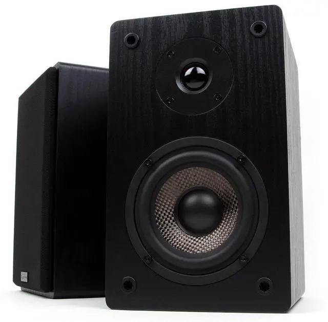 Main image of MB42 Standard 2-Way Passive Bookshelf Speakers, Stereo Pair, Black | Amplifier Required, 4-Inch Carbon-Fiber Woofer, 0.75-Inch Silk-Dome Tweeter, Desktop, Home Theater, Surround Sound