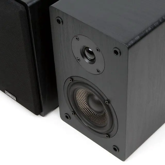 Alt view image 5 of 6 - MB42 Standard 2-Way Passive Bookshelf Speakers, Stereo Pair, Black | Amplifier Required, 4-Inch Carbon-Fiber Woofer, 0.75-Inch Silk-Dome Tweeter, Desktop, Home Theater, Surround Sound