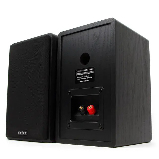 Alt view image 6 of 6 - MB42 Standard 2-Way Passive Bookshelf Speakers, Stereo Pair, Black | Amplifier Required, 4-Inch Carbon-Fiber Woofer, 0.75-Inch Silk-Dome Tweeter, Desktop, Home Theater, Surround Sound