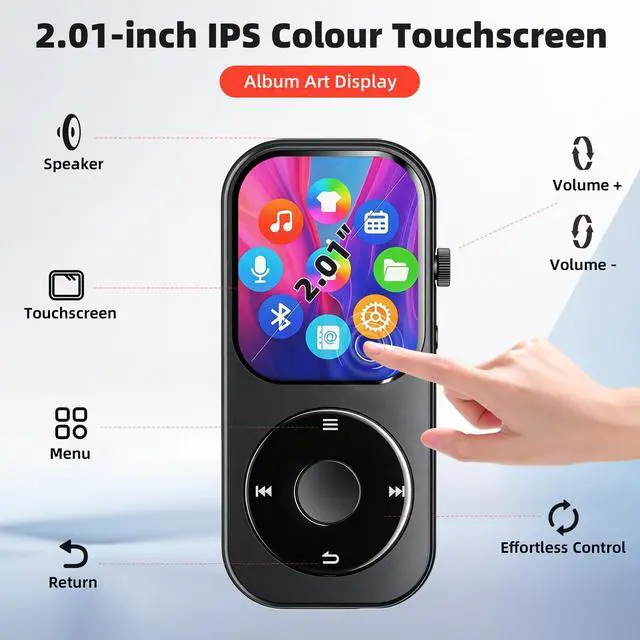 Alt view image 4 of 6 - 128GB MP3 Player with Bluetooth 5.3, Music Player with Built-in HD Speaker, MP3 Music Player 2.01-inch Touchscreen & Touch Rotation Physical Buttons Support Pictures, E-Books, Calculator