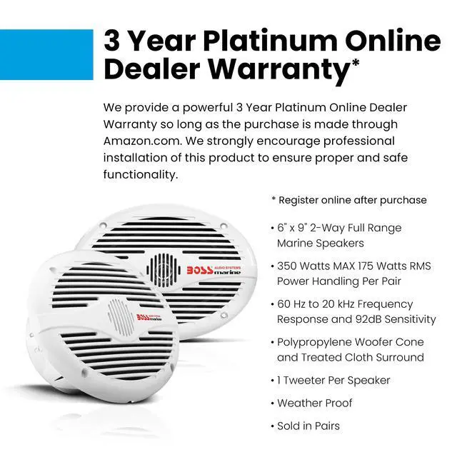Alt view image 4 of 5 - MR690 6X9 Inch Marine Speakers (Pair), 4 Ohms, 2 Way