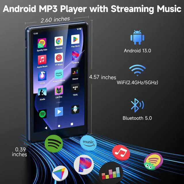 Alt view image 2 of 6 - 160GB MP4 MP3 Player with Bluetooth and WiFi, Spotify for Kids | 4.5" Touchscreen, Parental Controls Android MP4 Player with Amazon Music, YouTube, Pandora, Audible, Support 1TB MicroSD Card