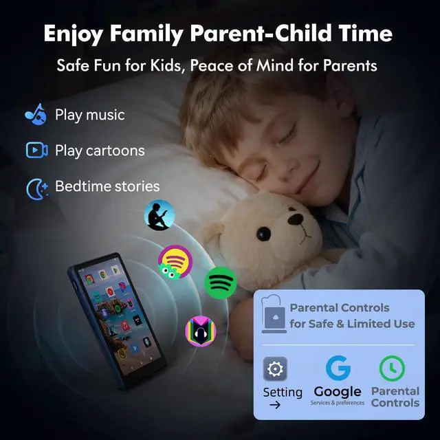 Alt view image 3 of 6 - 160GB MP4 MP3 Player with Bluetooth and WiFi, Spotify for Kids | 4.5" Touchscreen, Parental Controls Android MP4 Player with Amazon Music, YouTube, Pandora, Audible, Support 1TB MicroSD Card
