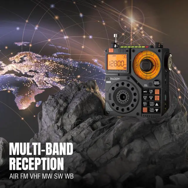 Alt view image 3 of 6 - RF320 App Control Shortwave Radio, All-Band Receiver, Black | AIR/FM/AM/VHF/SW/WB coverage, 9.85 ft wire antenna included, rechargeable battery