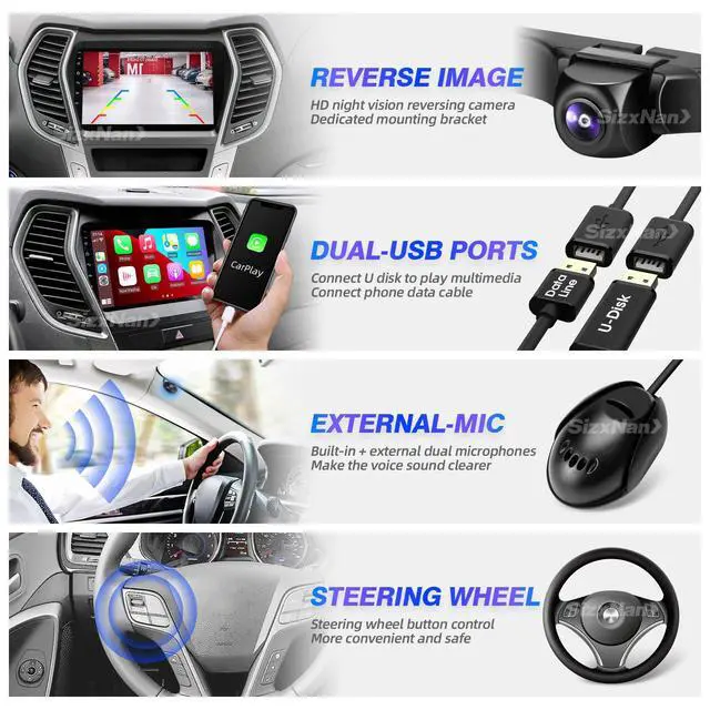 Alt view image 5 of 6 - for Santa Fe 2013 2014 2015 2016 2017 Radio Stereo Wireless Carplay Auto | Upgrade Android 8-croe Head Unit DSP Navigation GPS WIFI FM/AM Bluetooth TouchScreen Multimedia Player Backup Camera