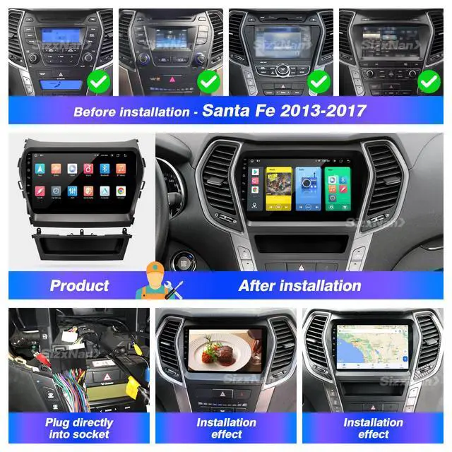 Alt view image 6 of 6 - for Santa Fe 2013 2014 2015 2016 2017 Radio Stereo Wireless Carplay Auto | Upgrade Android 8-croe Head Unit DSP Navigation GPS WIFI FM/AM Bluetooth TouchScreen Multimedia Player Backup Camera