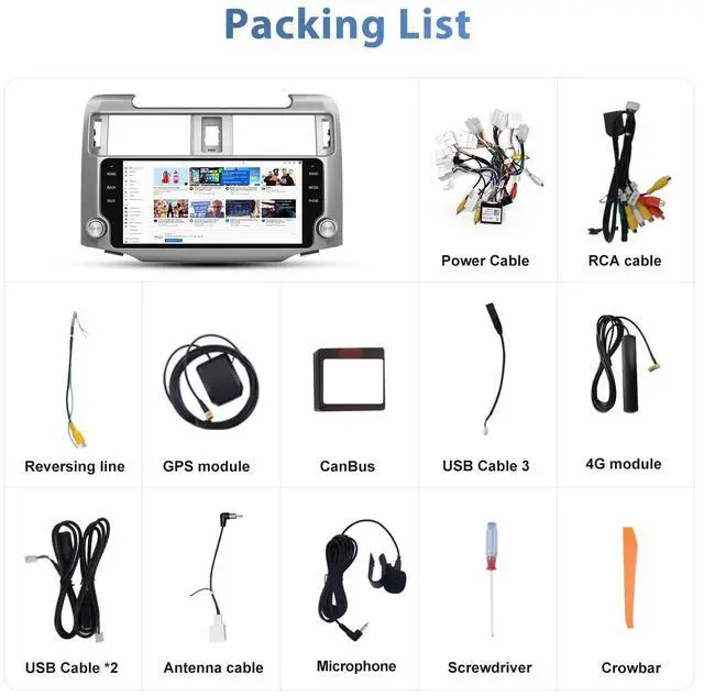 Alt view image 6 of 6 - Car Radio for Toyota 4Runner 2010-2019 8Core 64GB with CarPlay