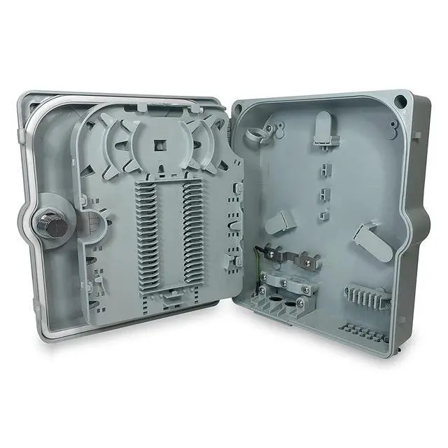 Alt view image 2 of 6 - Fiber Optic Wall Mount or Pole Mount Enclosure for Indoor or Outdoor Fiber Optic Terminations and Fusion Splice installations with Couplers. (LC APC with Pigtails)