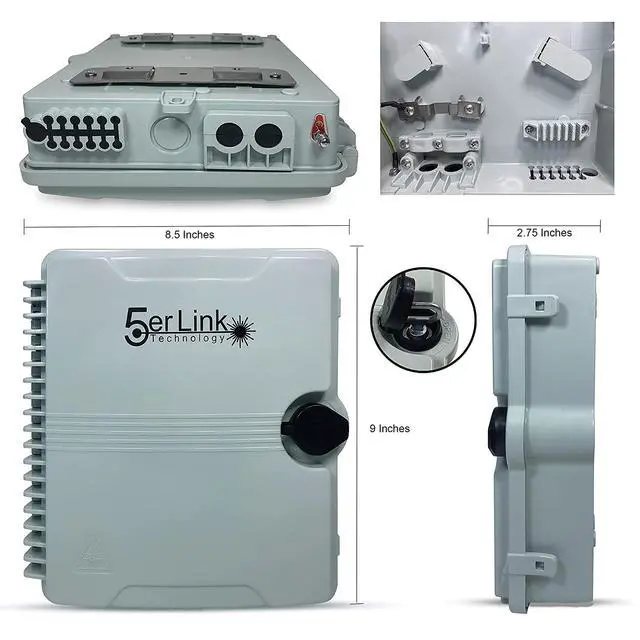 Alt view image 3 of 6 - Fiber Optic Wall Mount or Pole Mount Enclosure for Indoor or Outdoor Fiber Optic Terminations and Fusion Splice installations with Couplers. (LC APC with Pigtails)