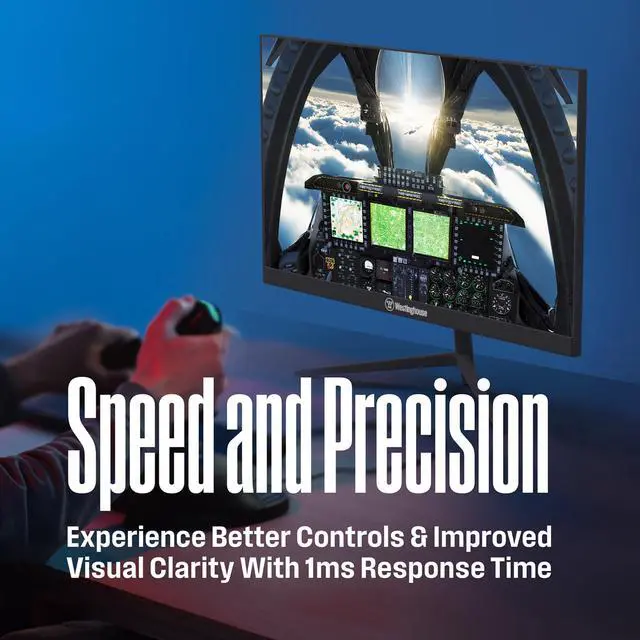 Alt view image 4 of 6 - 24 Inch Gaming Monitor, IPS, 180Hz, 1ms, Built in Speakers, HD 1080P, 110% sRGB, AMD FreeSync, Eyecare, Computer Monitor for Office, PC & Console Games, DisplayPort, HDMIx2/Gaming Mode