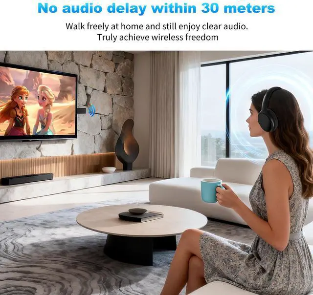 Alt view image 6 of 6 - Wireless Headphones for TV with USB Transmitter | TV Headphones Wireless for Seniors, Over Ear TV Headphones, Plug & Play, No Audio Delay, 20+ Hours