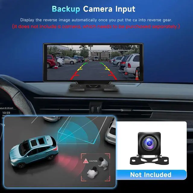 Alt view image 3 of 6 - 10.26" Touchscreen Wireless Carplay Portable Car Stereo Android Auto, Car Play Navigation, Voice Control, Bluetooth/AUX/FM, Car Radio Receiver