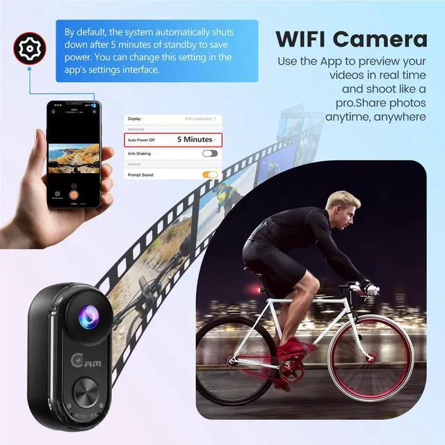 Alt view image 5 of 6 - 4K Mini Body Camera,Wearable Magnetic Thumb Action Camera,6-Axis Stabilized Portable POV Cam,40M Waterproof Camera,with Motorcycle Helmet/Cycling Mounting Accessories (Supports 256GB TF Card)