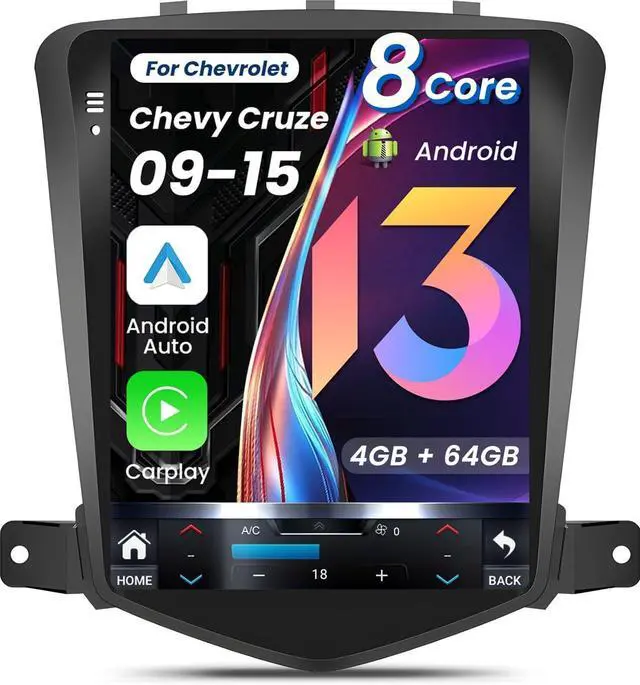 Main image of 8Core 4GRAM 64ROM 5G WiFi Car Radio for Chevrolet Chevy Cruze 2009-2015 10.4inch Octa core Tesla Style Stereo IPS Touch Screen Wireless CarPlay Andriod Auto GPS FM SWC Camera Online upgrade OTA system