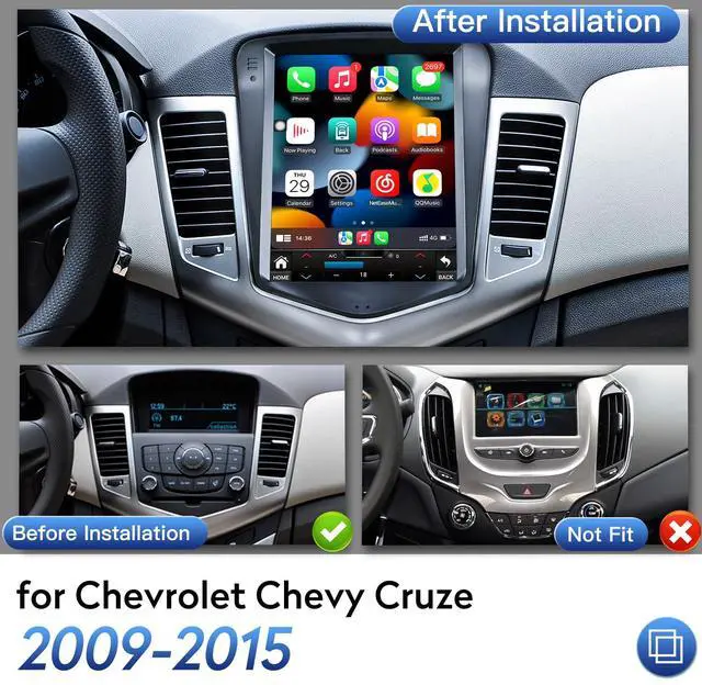 Alt view image 2 of 6 - 8Core 4GRAM 64ROM 5G WiFi Car Radio for Chevrolet Chevy Cruze 2009-2015 10.4inch Octa core Tesla Style Stereo IPS Touch Screen Wireless CarPlay Andriod Auto GPS FM SWC Camera Online upgrade OTA system