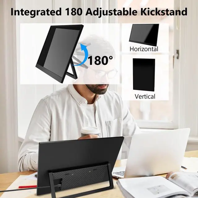 Alt view image 6 of 6 - 15.3 Inch Touchscreen Portable Monitor, 1920×1200 Full HD IPS 10-Point Touch External Monitor, Ultra Slim USB-C HDMI Plug & Play, Portable Monitor for Laptop PC Mac PS5 Xbox