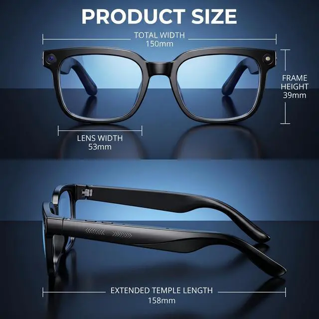 Alt view image 6 of 6 - AI Smart Glasses with Camera, 4K HD Video Audio Recording, 164+ Languages Real-Time Translation Bluetooth Sunglasses, AI Voice Assistant, Photochromic Lenses,Voice Control Smart Glasses for Men Women