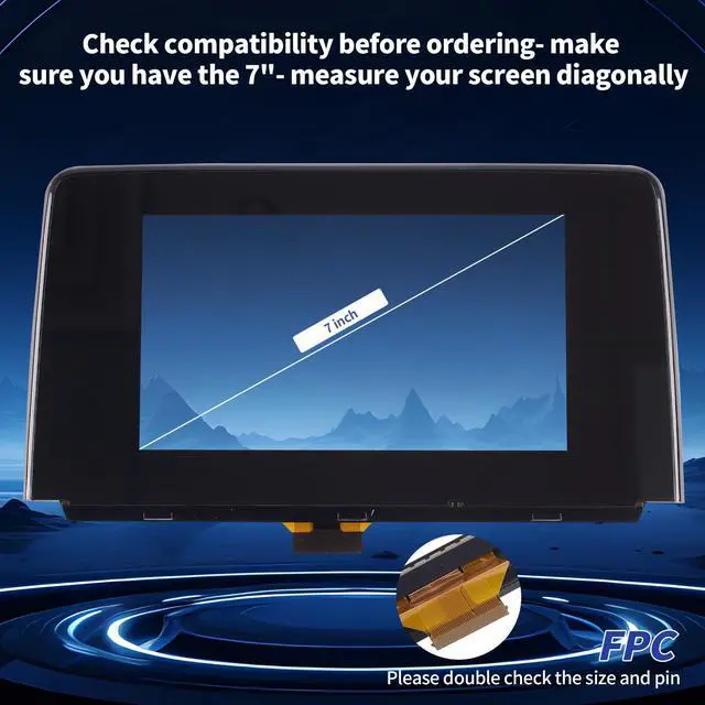 Alt view image 4 of 6 - 7" Touch Screen Digitizer Replacement for Mazda CX-9 CX9 Sport Grand Touring GS GT Radio Screen 2016 2017 2018 2019, Touchscreen fit TK48-611J0 TK48-611J0B TK48-611J0A OEM Navigation System