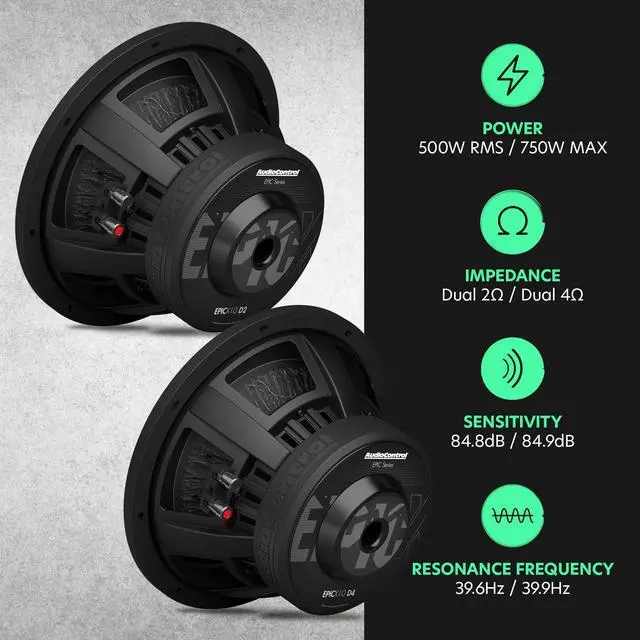 Alt view image 4 of 6 - EPICX Series 10 Car Subwoofer Speaker, 750W Max Power (500W RMS), 4 Ohm Dual Voice Coils, Loud Pro StreetBass Sub for Car Audio System