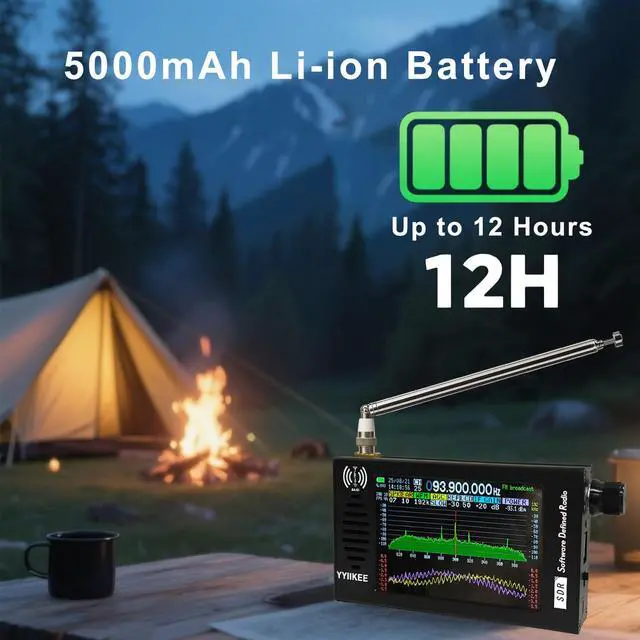 Alt view image 2 of 6 - Portable SDR DSP Radio Receiver 4.3 Touchscreen, 100KHz-149MHz, Full Band Shortwave, FM MW SSB CW HAM, 192kHz Spectrum, Waterfall Display, CNC Aluminum Alloy Case, Rechargeable Battery
