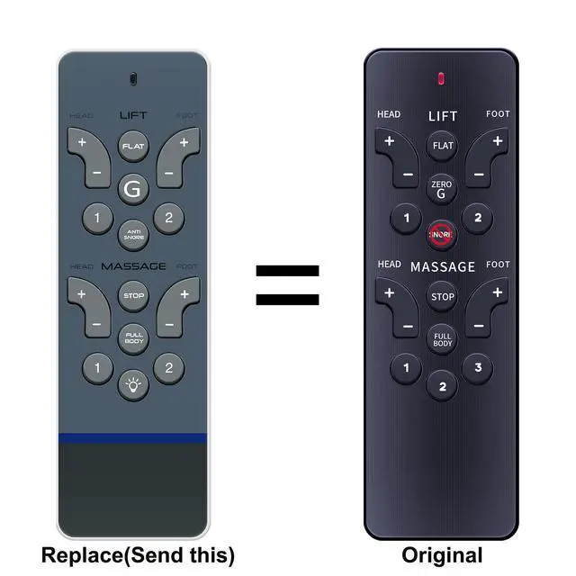 Alt view image 2 of 6 - Replacement Remote Control for Reverie 5i, 5D, 7S, R400, or 4M and 4M Low Pro ERC108 or RC-WM-103, 107, and 108 Adjustable Bed (Old Remote Must Match Picture on Right, New Version Shown Left)