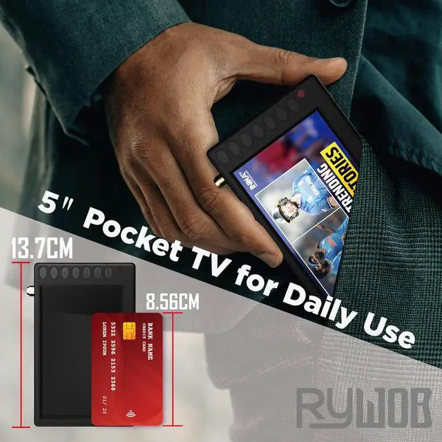 Alt view image 4 of 6 - 5" Portable Digital TV,Mini ATSC Battery Operated TV with Stand | Supports TF Card/USB playback,Rechargeable Battery for 1800mAh,built-in FM radio and two speakers,Mini tv for Campig,Car